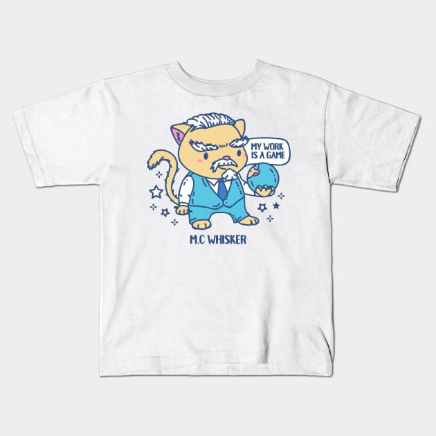 M.C Whisker funny Artist Animal pun Kids T-Shirt by SPIRIMAL